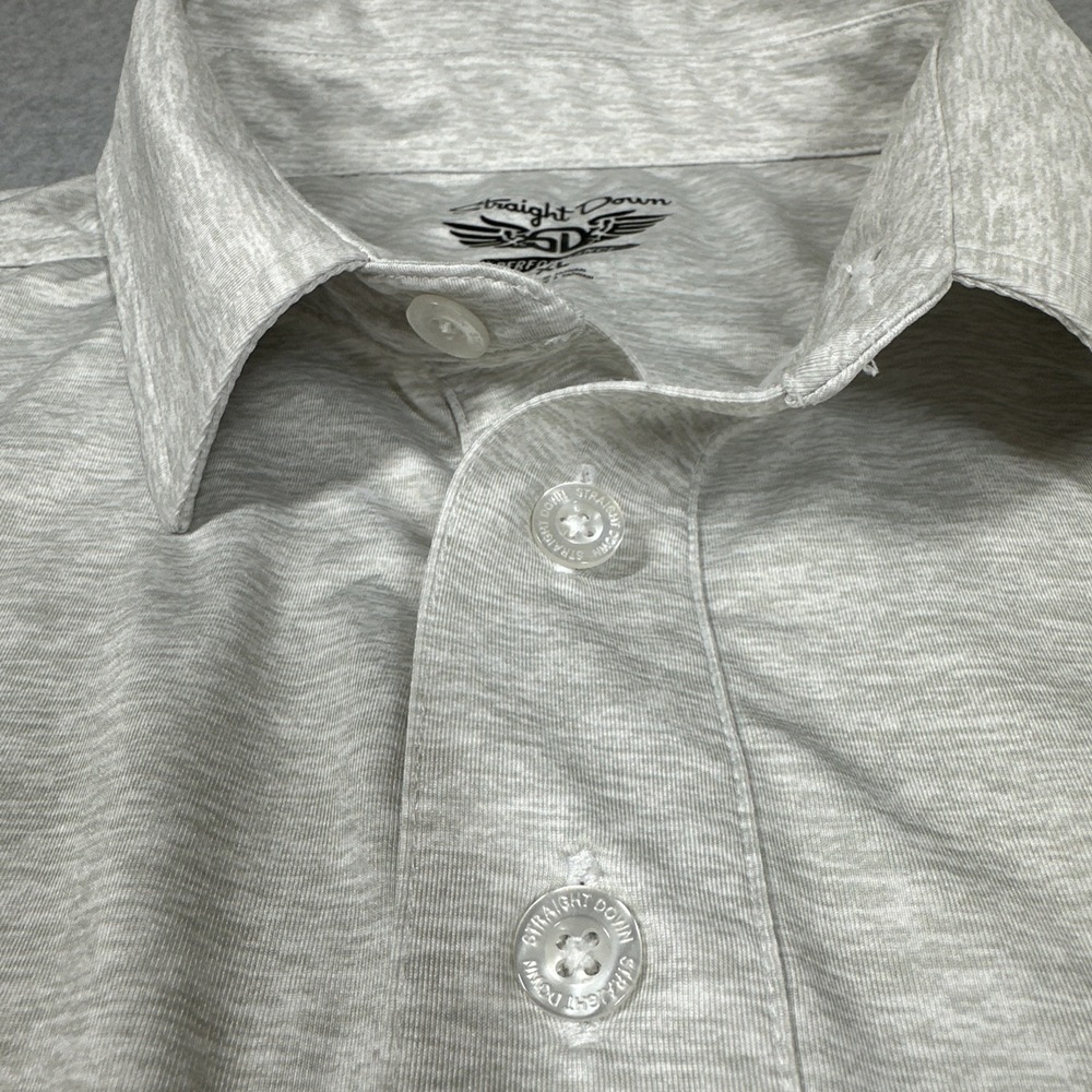 Straight Down Performance Shirt Mens XL Golf Polo Light Gray Stretch - Picture 3 of 10